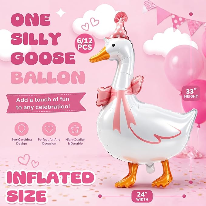 Soulchen 6 Pcs One Silly Goose Balloons Set 33" Giant White Goose Foil Balloons - Image 2