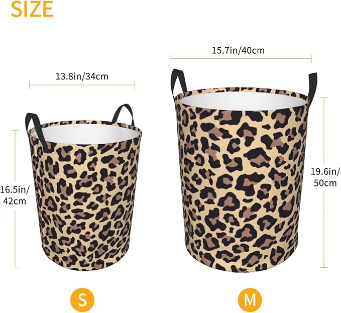 Leopard Print Animal Cheetah Round Laundry Hamper Storage Basket Toys Clothes - Image 4