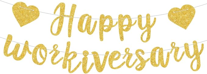 Gold Glitter Happy Workiversary Banner by RICHHHA