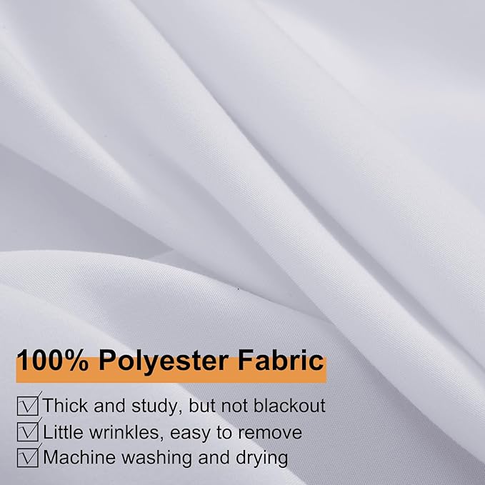 50ft x 10ft Thick Ivory Backdrop Curtains for Parties, 10 Panels 5ft x 10ft Non See Through Ivory Polyester Wedding Drapes Photo Backdrop for Birthday Party Graudation Photography Home Decor