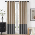 BULBUL Luxury Color Block Velvet Curtains 72 inch- Champagne Gray | Modern | by ModernShinyVelvetCurtains