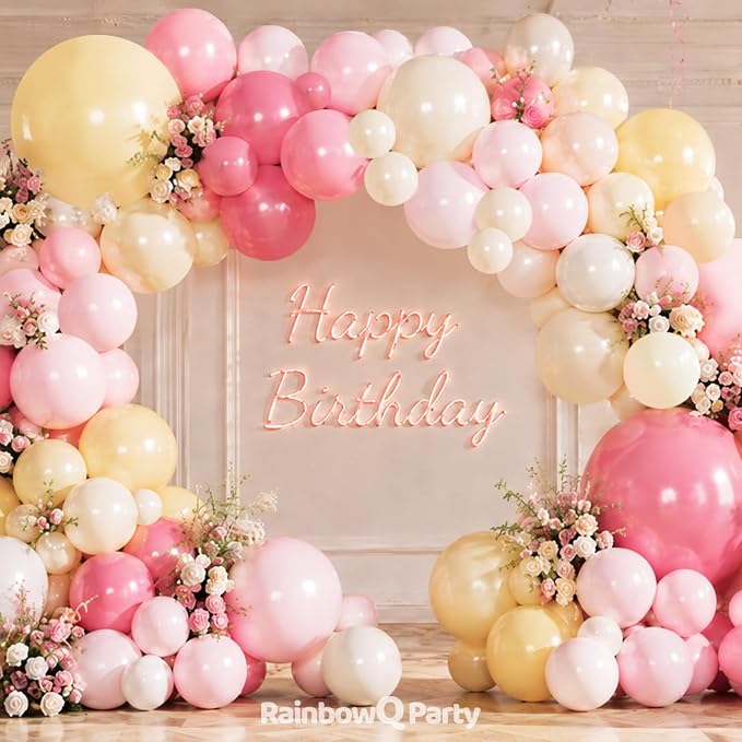 RainbowQ 165 Pcs Pink and Yellow Balloons Arch Kit Different Sizes Garland | - Image 5