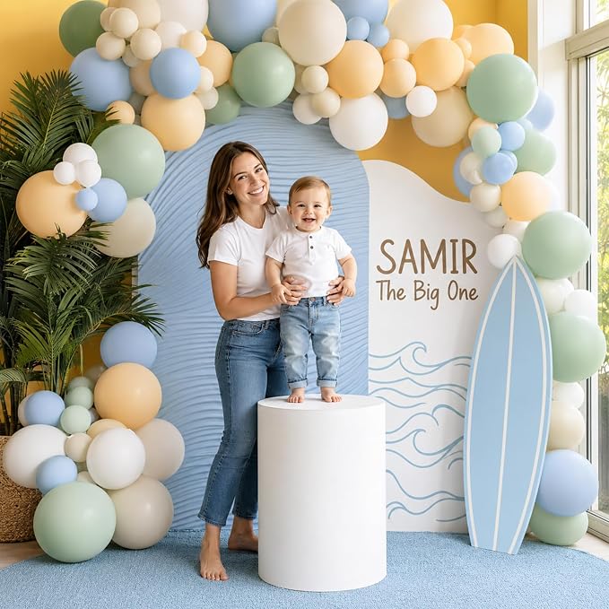 Blue Green White Balloons 12INCH Coastal Summer Baby Shower Birthday Decor | - Image 6