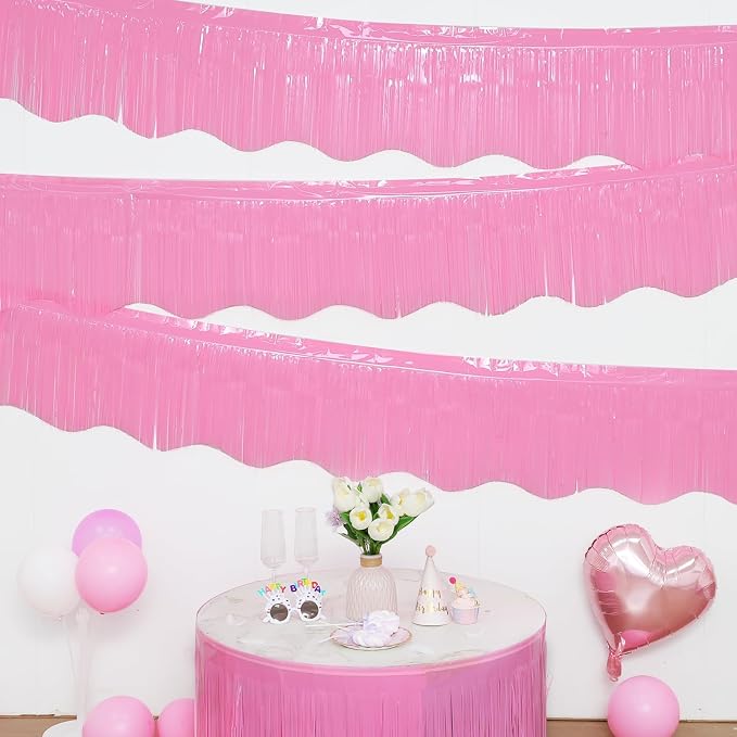 LOLStar Macaron Pink Foil Fringe Tinsel Garland Streamers Banner, 6 Pack | 60Ft - Image 7