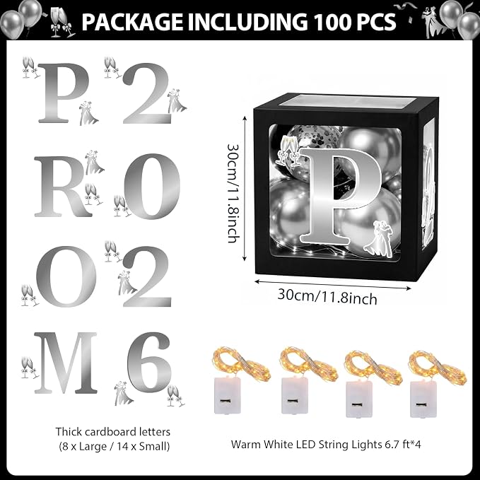 100Pcs Black and Silver Prom Decorations 2026 - Image 3