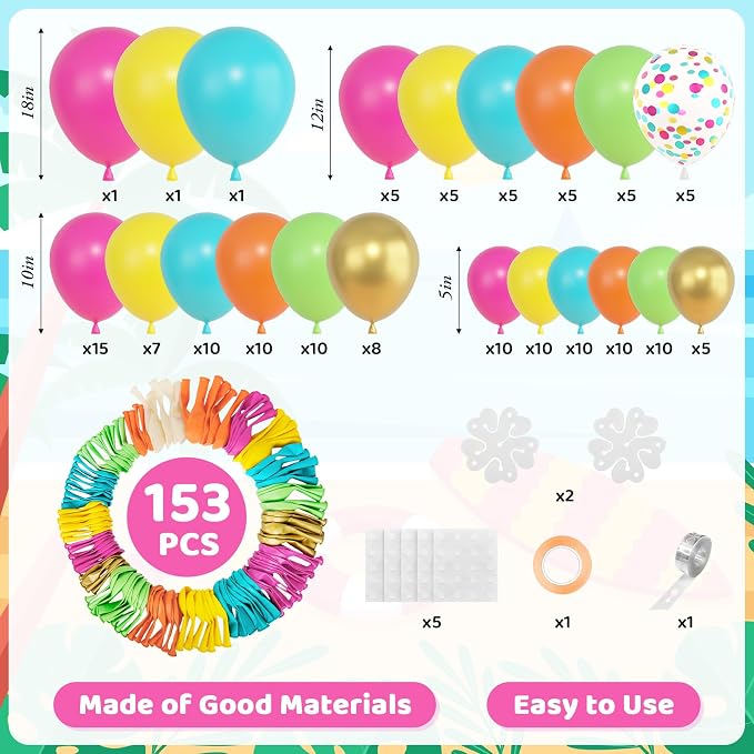 Amandir 153pcs Tropical Balloons Arch Garland Arch Kit Different Sizes | 18 12 - Image 2