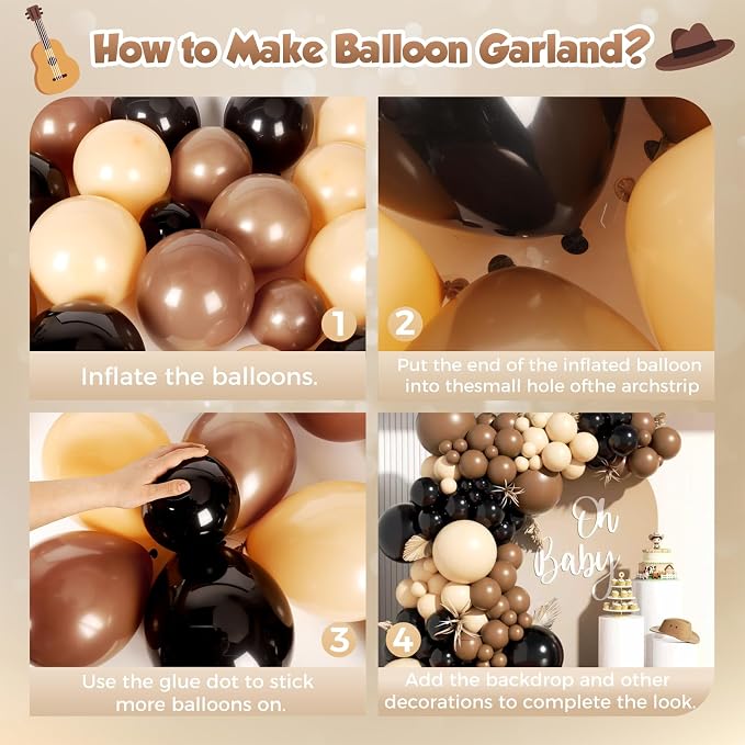 Black Brown Nude Balloon Garland Arch Kit 201Pcs Different Size Brown Balloon - Image 3