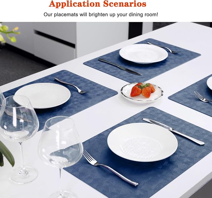 Vinyl Placemats Set of 6 Heat Resistant Easy Clean Non-Slip Place Mats - Image 5