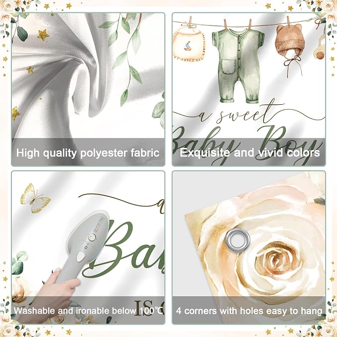 Mocsicka Baby Shower Backdrop Banner Cute Clothes Baby Shower Background - Image 3