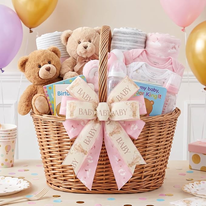 YKW 2.5 Inch Baby Pink Ribbon Wired Edge Teddy Bear Hot Air Balloon Ribbon - Image 5