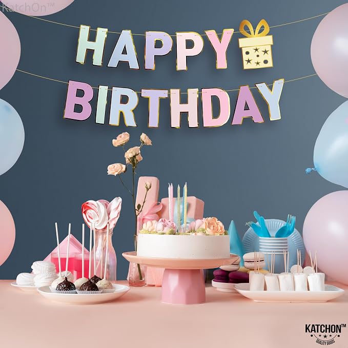 KatchOn Pastel Happy Birthday Banner - Image 4