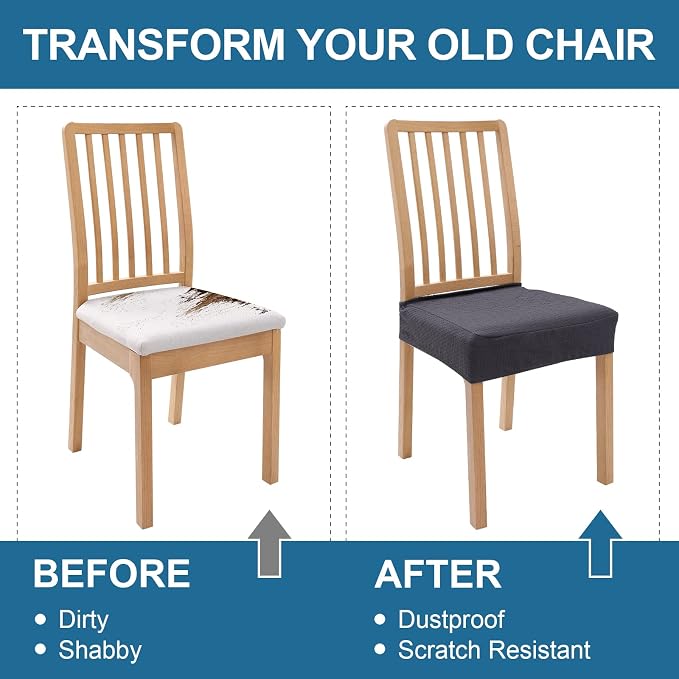 Smiry Waterproof Seat Covers for Dining Room Chairs, No Rear Covers | Stretch - Image 7