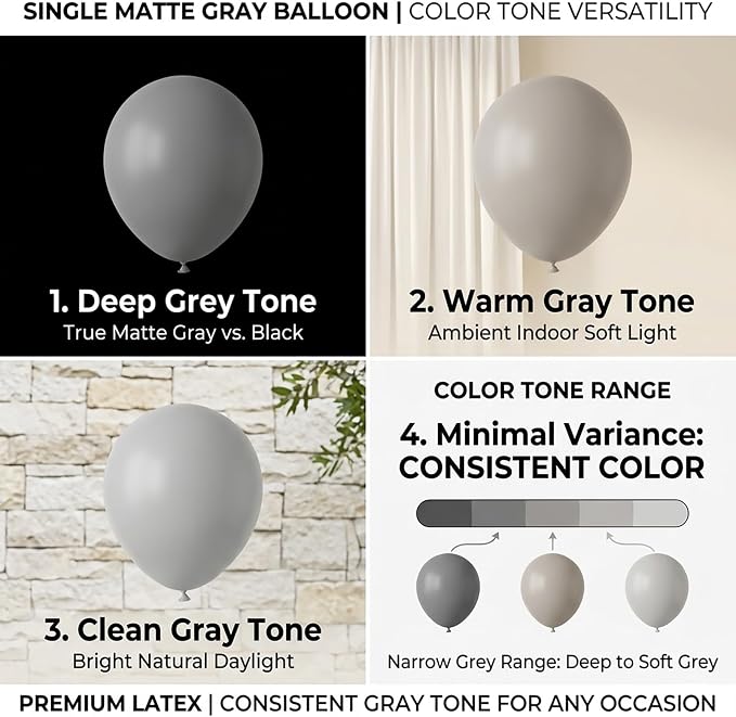 Gray Balloons, Baby Shower, Anniversary, Graduation, Party Decorations - Image 5
