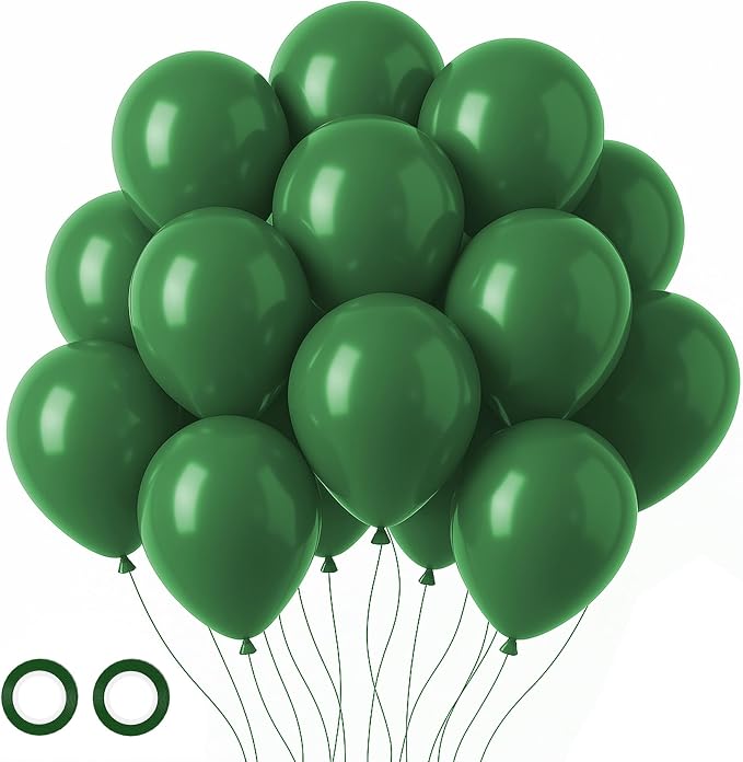 Voircoloria 105pcs Dark Green Hunter Green Balloons, 12inch | by Voircoloria