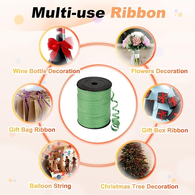 PATIKIL Glitter Curling Ribbon 500yds x 1/5" Plastic Balloon String Ribbon | - Image 6