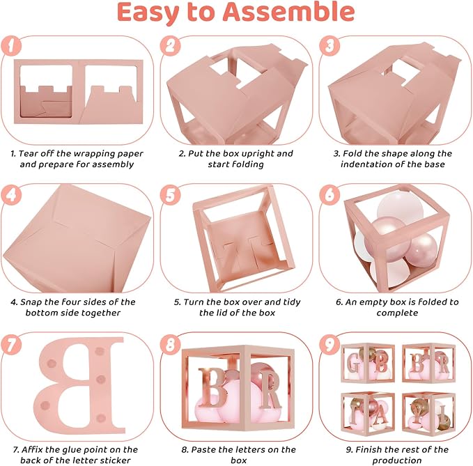 Amandir 134pcs Rose Gold Balloons Baby Box - Image 5