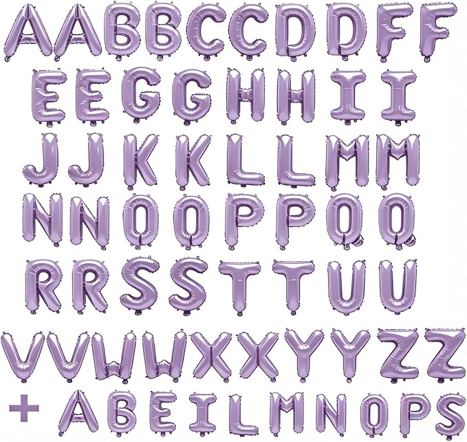62 Pcs Pastel Purple Letter Balloons, Custom 2 Set A-Z Set - Image 2
