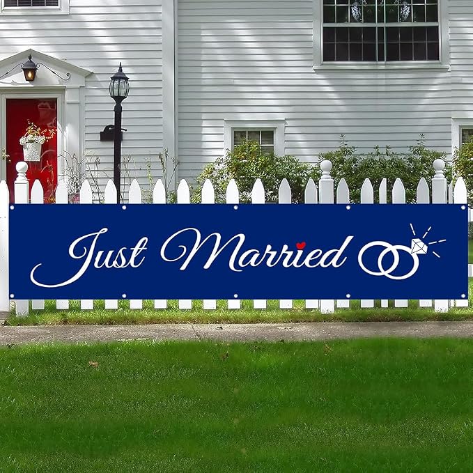 Just Married Flag Banner Outdoor Indoor Decoration Flag Double Stitched - Image 2