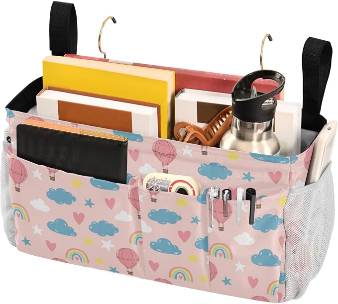 Hot Air Balloon Rainbow Pattern Bedside Caddy Storage Bag Bedside Organizer - Image 3