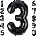 40 Inch Black Number 3 Balloons Helium Giant Black 3 Balloons by LHOAVWE