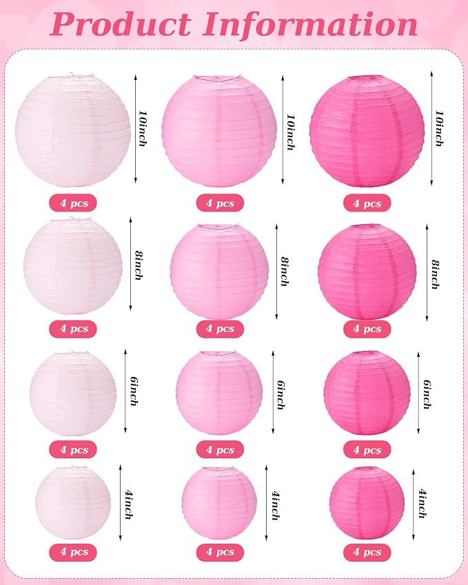 Treela 48 Pcs Paper Lanterns Party Decorations Chinese Lanterns Round Paper - Image 4