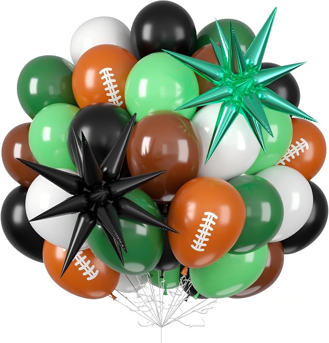 Football Balloons, 12 Inch Green Brown Football Party Balloon by FunHot