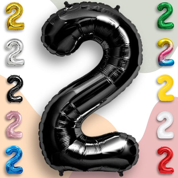 Black Number Balloon 2 Mylar Foil Balloons 16 inch Small - Image 6