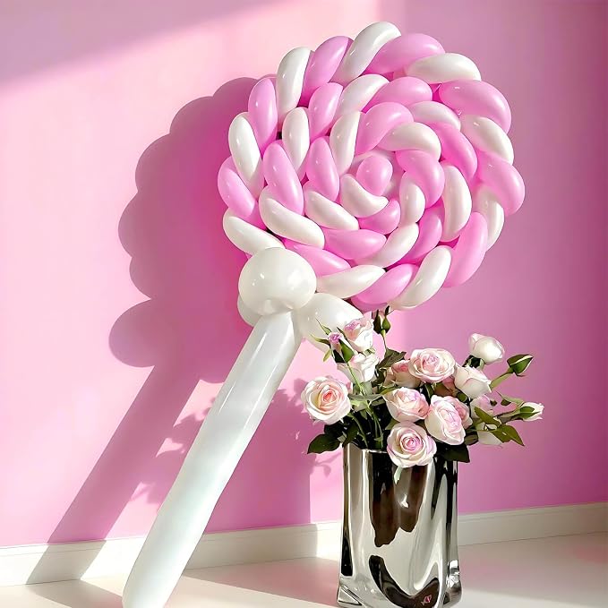 260 Pink Long Balloons for Balloon Garland Thickening Skinny Latex Twisting - Image 7