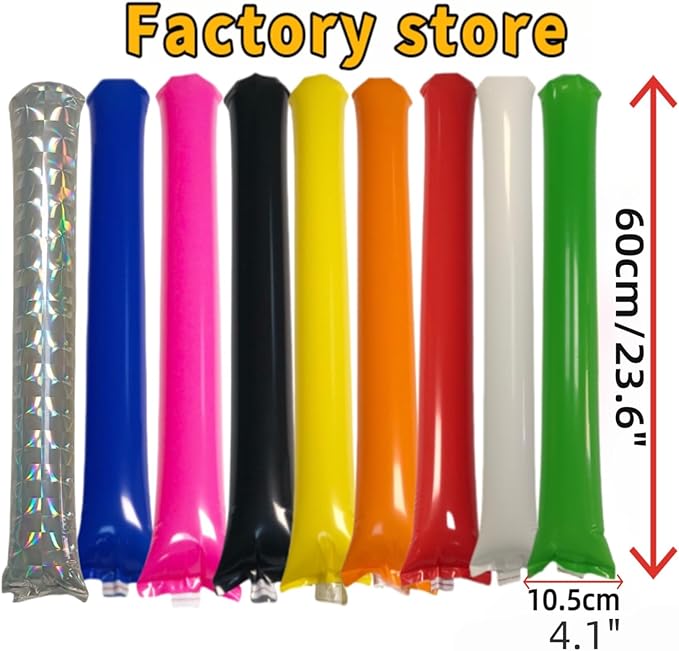 40pcs Round headTeam Spirit Boom Sticks Thunder Sticks Cheering Sticks Team Spirit Plastic Cheerleading Spirit Stick Clapper Inflatable Noise Maker Sports Supply (White)