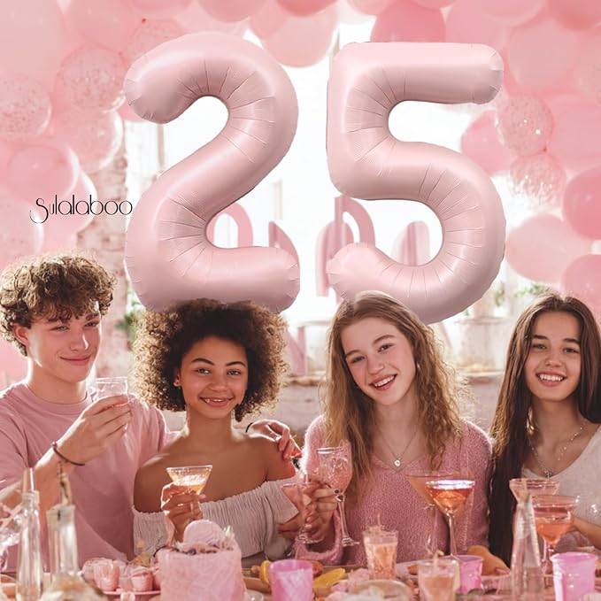 40 Inch Light Pink Number 25 Balloon 0-9 25th Foil Big Giant | Digital - Image 4