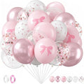 Civaner 48 Pcs Pink Bow Balloons Bulk 12 Inches Light Metallic Pink Clear White by Civaner
