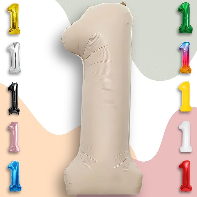 Caramel Number Balloon 1 Mylar Foil Balloons 40 inch - Image 2