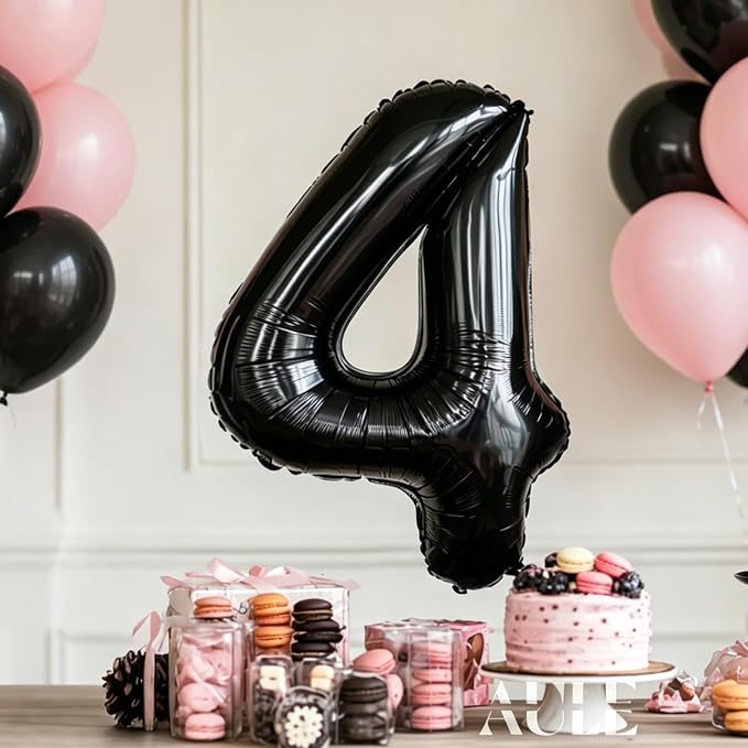 AULE 40 Inch Black Number Balloon 4 Foil 0-9 Birthday Big Numbers | Birthday - Image 2