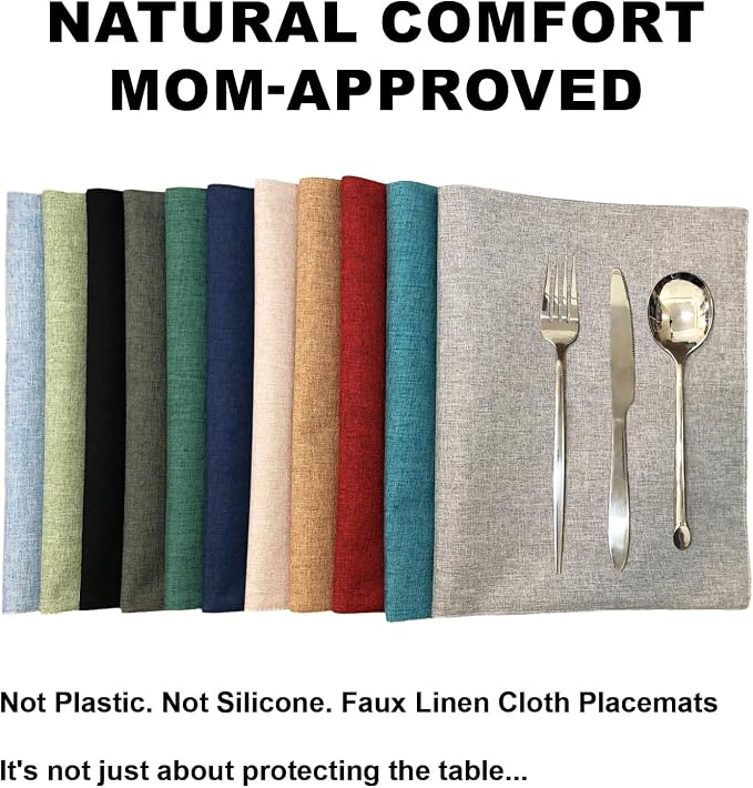 Cloth Placemats Set of 6, Cotton Linen Blend Place Mats, Double Layered - Image 9