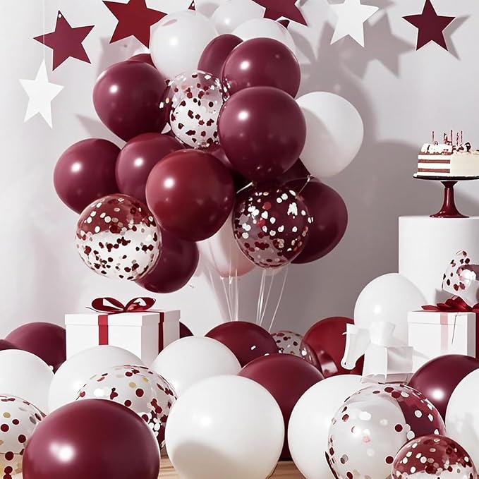 Maroon Graduation Decorations/Maroon White Graduation Party Decorations - Image 3