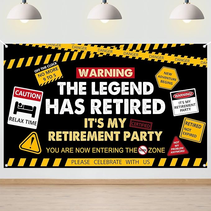 6x3.6ft Happy Retirement Backdrop Legend Retired Banner by AVEZANO