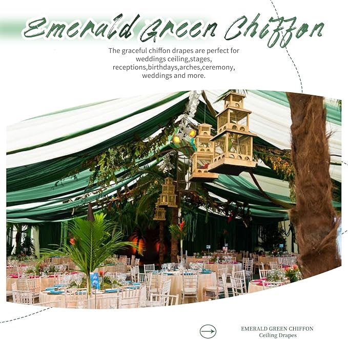 6 Panels Emerald Green Ceiling Drapes - Image 5