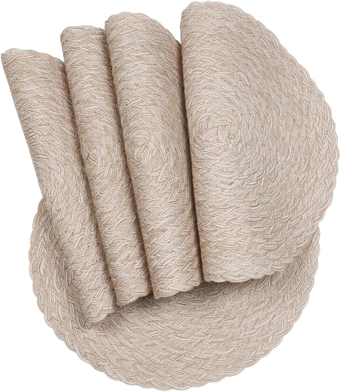SHACOS Round Braided Placemats 15 inch Set of 6 Thick Boho Kitchen Table - Image 8