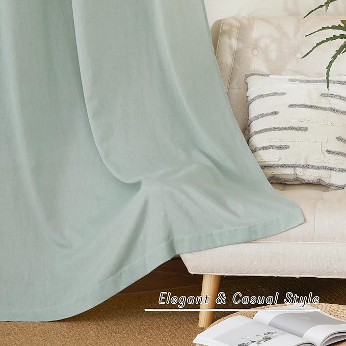 NICETOWN Flax Sage Green Linen Curtains - Image 6