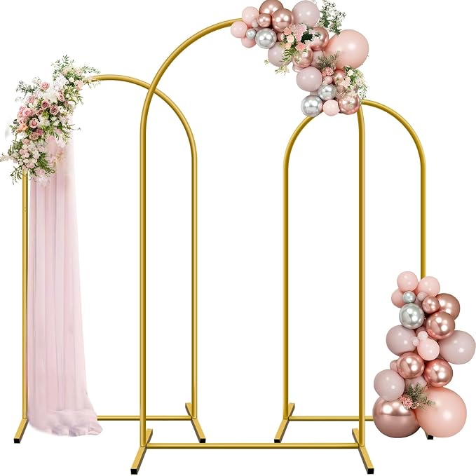 Hemmotop Metal Arch Backdrop Stand Set of 3, Ground Stakes by Hemmotop