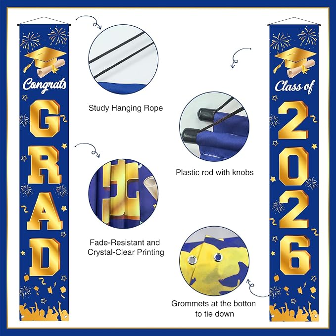 Graduation Decorations 2026 Porch Banner, Congrats Grad Class of 2026 Banner - Image 3