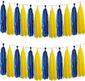 Navy Blue and Yellow Tissue Paper Tassels Party Tassel Garland Banner by We+Moment