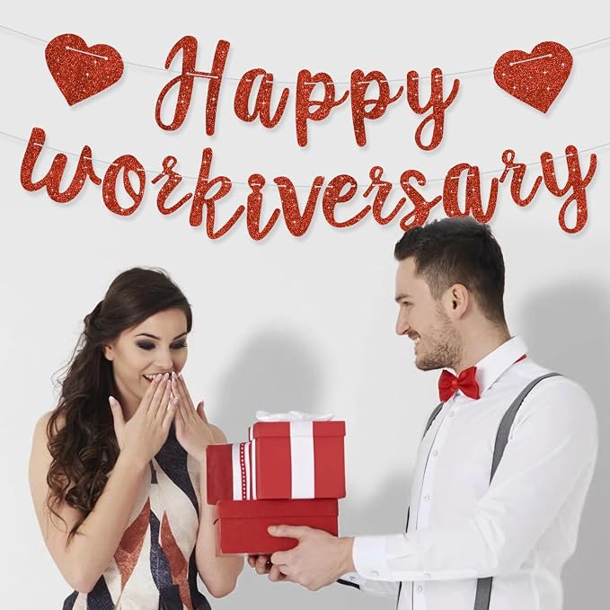 Red Glitter Happy Workiversary Banner - Image 4