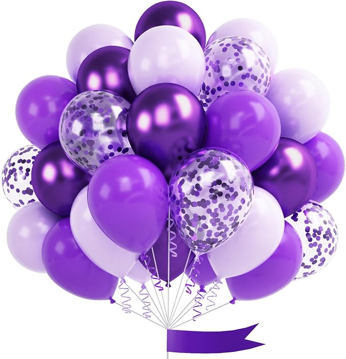 Metallic Purple and Premium Latex Lavender Lilac Balloons by OTLGEUA