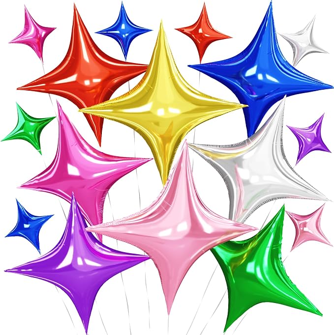Colorful Star Balloons, 26 Inch and 10 Inch Stars Shaped Balloon by BIAPIAN