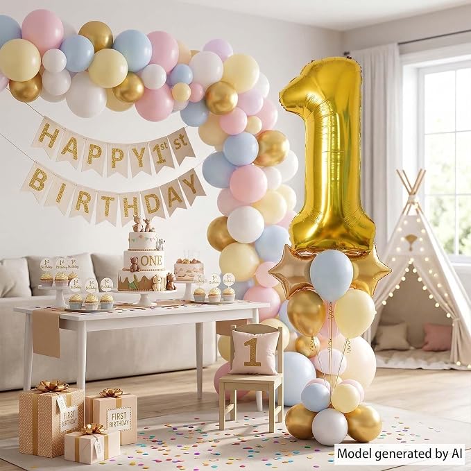 Gold Number 1 Balloon 40 Inch, Shiny Foil Decor - Image 6