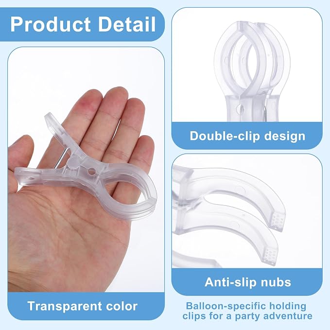 20pcs Balloon Arch Clips Transparent Large Plastic Backdrop Clips Spring Clamps - Image 3
