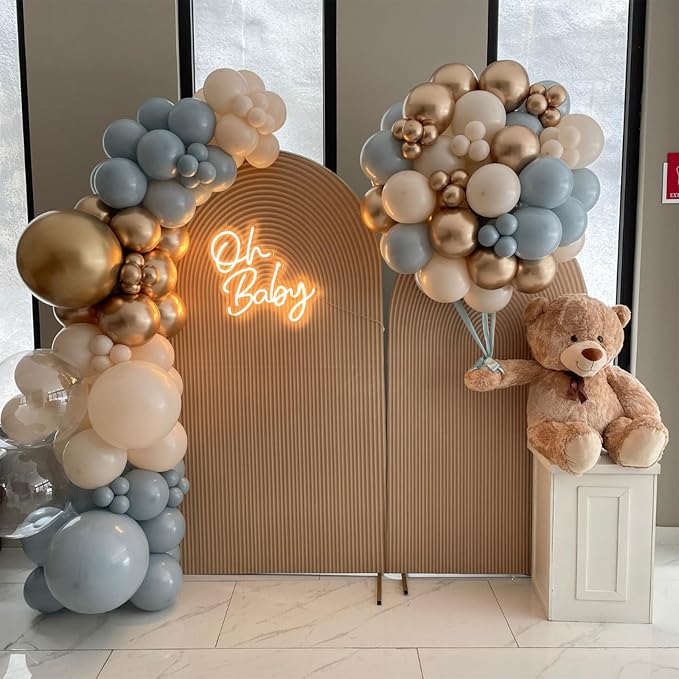 Dusty Blue Beige Balloons, 12 Inch Fog Blue Sand White Balloons - Image 3
