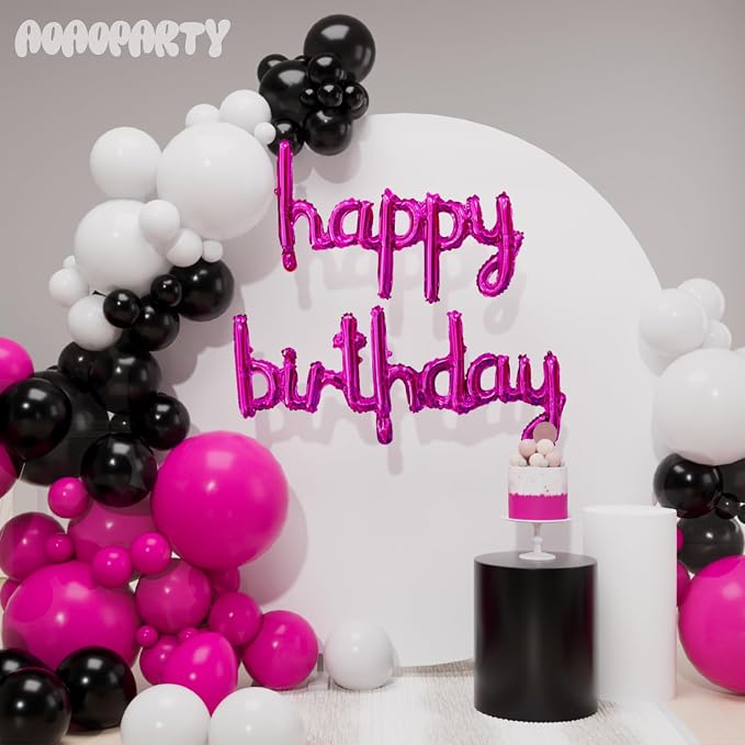 Hot Pink Happy Birthday Balloons Banner 16 Inch Mylar Foil | Happy Birthday - Image 3