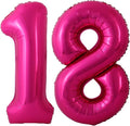 Hot Pink 18 Number Balloons, 40 Inch Giant Number 18 Balloons Foil Mylar Helium by Lovoir